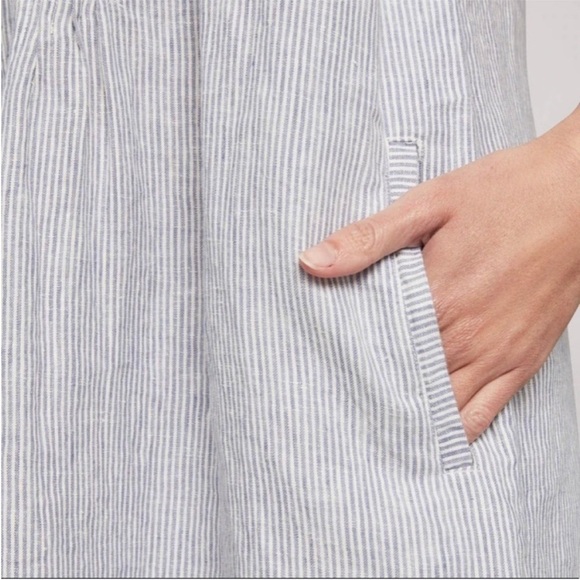Faherty Isha Dress Linen Blue Mini Stripe Size S NEW - Picture 4 of 16